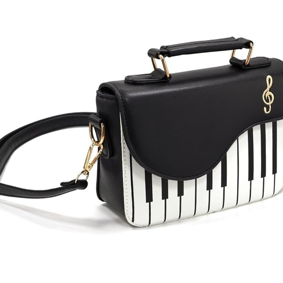 Elegant Black and White Music Note Crossbody Bag - Picture 1 of 11